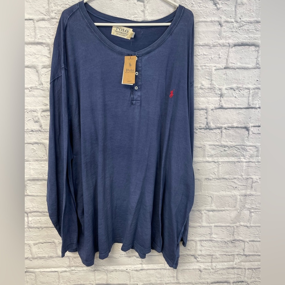 NEW Polo Denim Supply Ralph Lauren Slub Henley Shirt mens 5XB Long Sleeve 5X BIG